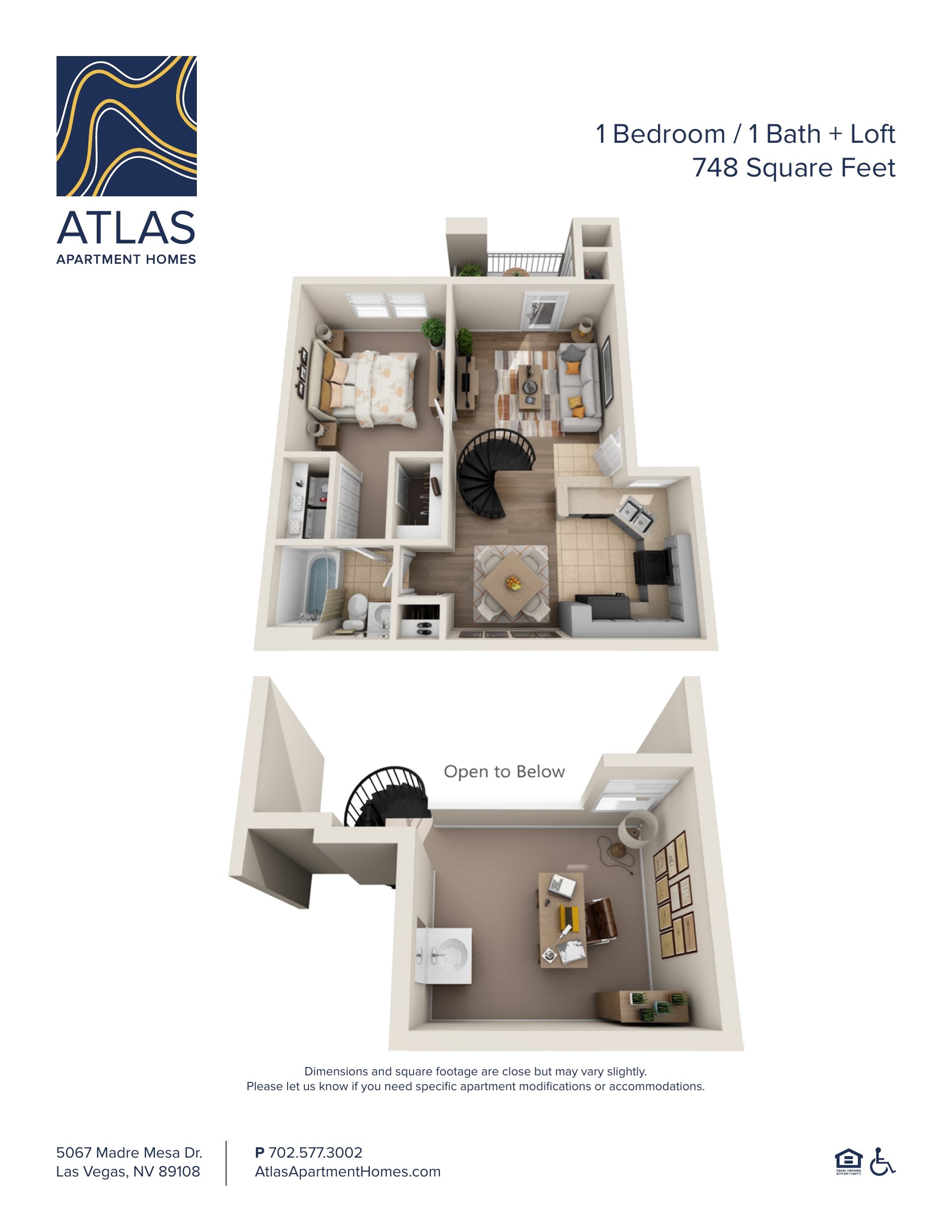 1 bedroom 1 bath + Loft 1 bedroom 1 bath + loft Floor Plan 2